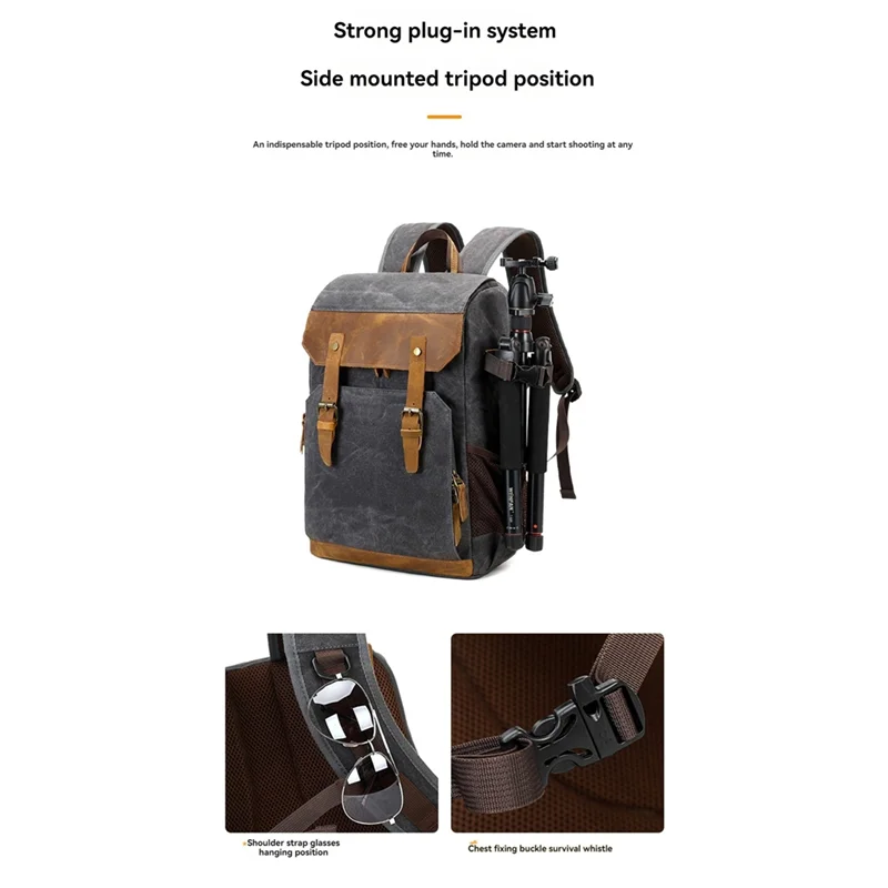 

ABDE-Batik Canvas Photography Backpack Multifunctional SLR Vintage Waterproof Outdoor SLR Camera Bag