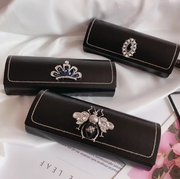 

Hot fix Leather Glasses Case For Women Waterproof Hard Frame Eyeglass Case Reading Glasses Box Eyewear Spectacle Cases B5