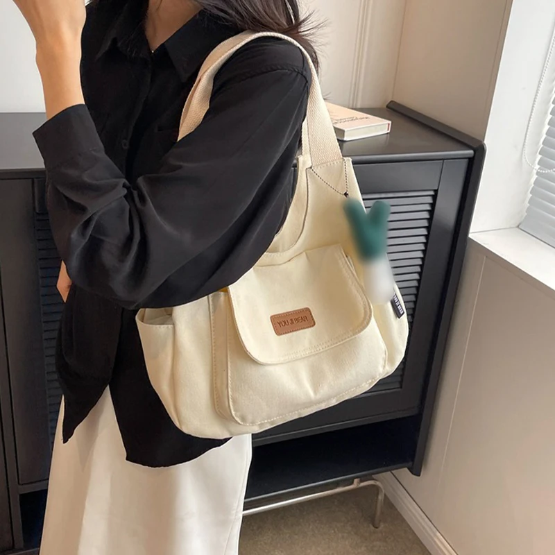 2024 Tote Bag Large Capacity Canvas Tote Bags for Work Commuting Carrying Bag College Style Student Outfit Book Shoulder Bag