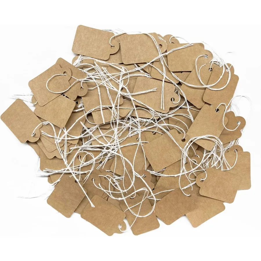 

200 шт., крафт-ценистры с прикрепленной веревкой, маркировочные записываемые ценники, этикетки для демонстрации одежды, ювелирных изделий, бирки 1,38 ×