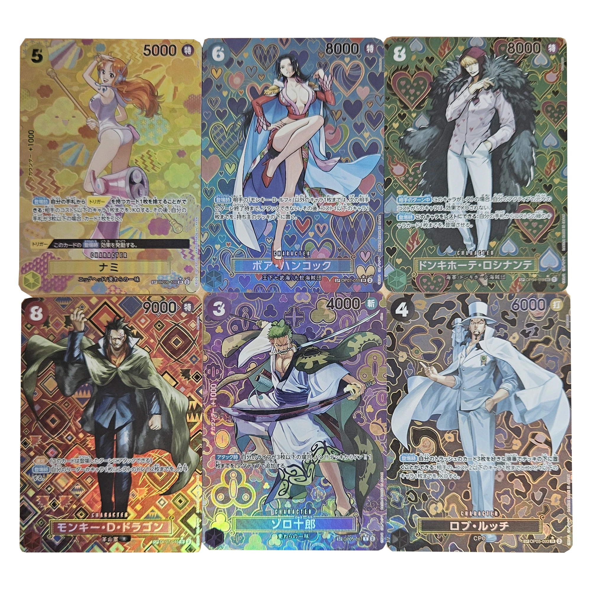 6Pcs/set Diy Self Made One Piece Opcg Nami Hancock Collection Card OPCG Roronoa Zoro Classic Limited Anime Cards Gift Toys