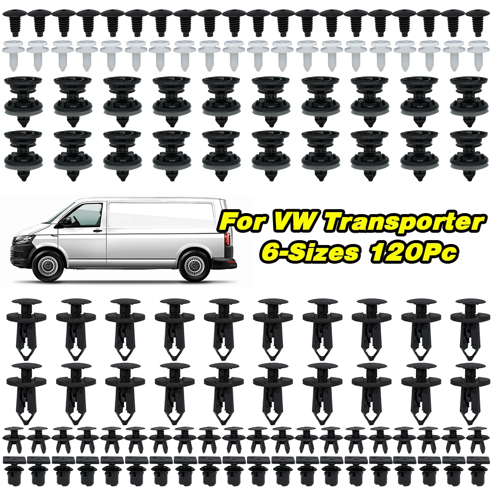 120x For VW Transporter T4 T5 T6 Car Trim Lining Clips Bumper Retainer Auto Engine Undertray Cover Fastener Plastic Push Rivets