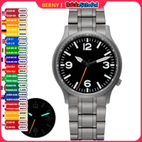BERNY Full Titanium Watches for Men Super Luminous Sapphire Sports Field Quartz Men's Watch VH31 Pilot Wristwatch 5ATM Easy Read