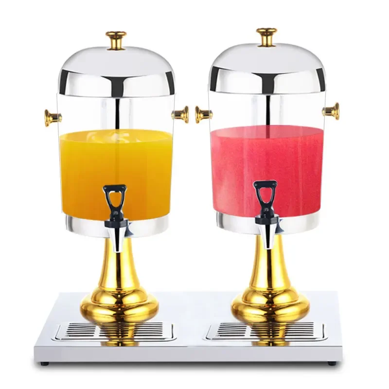 8L stainless steel commercial transparent hotel buffet juice bucket with faucet single and double