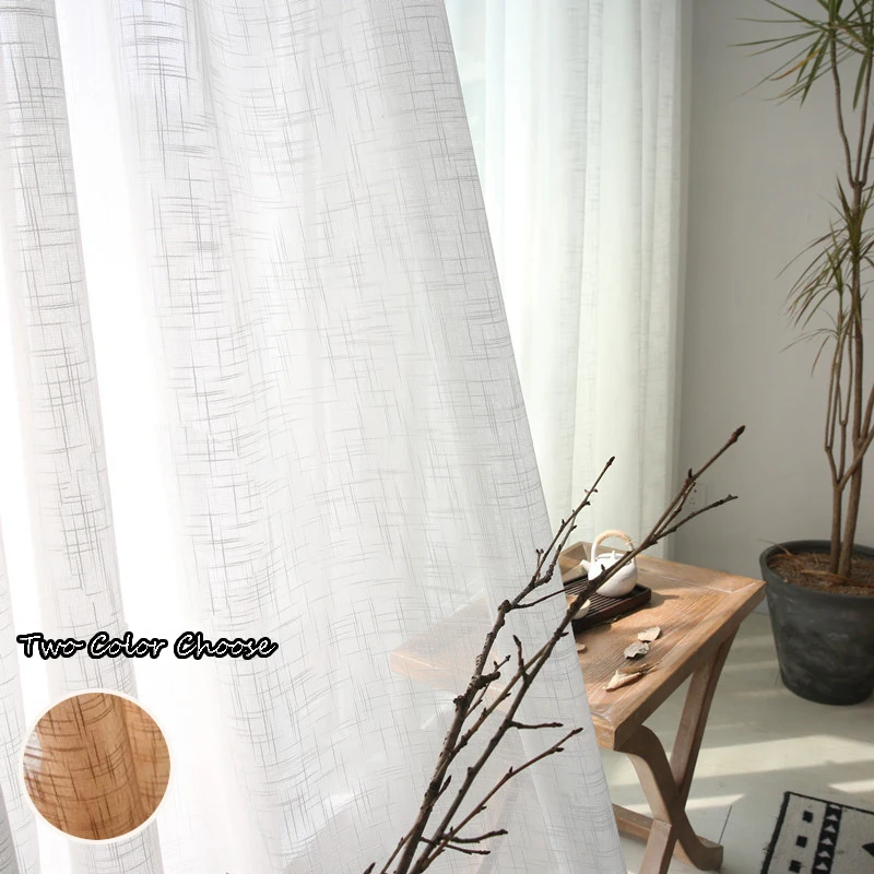 White  Curtains with Cotton and Linen Solid Tulle Modern Living Room Coffee Sheer Window Treatments Bedroom Curtains #30