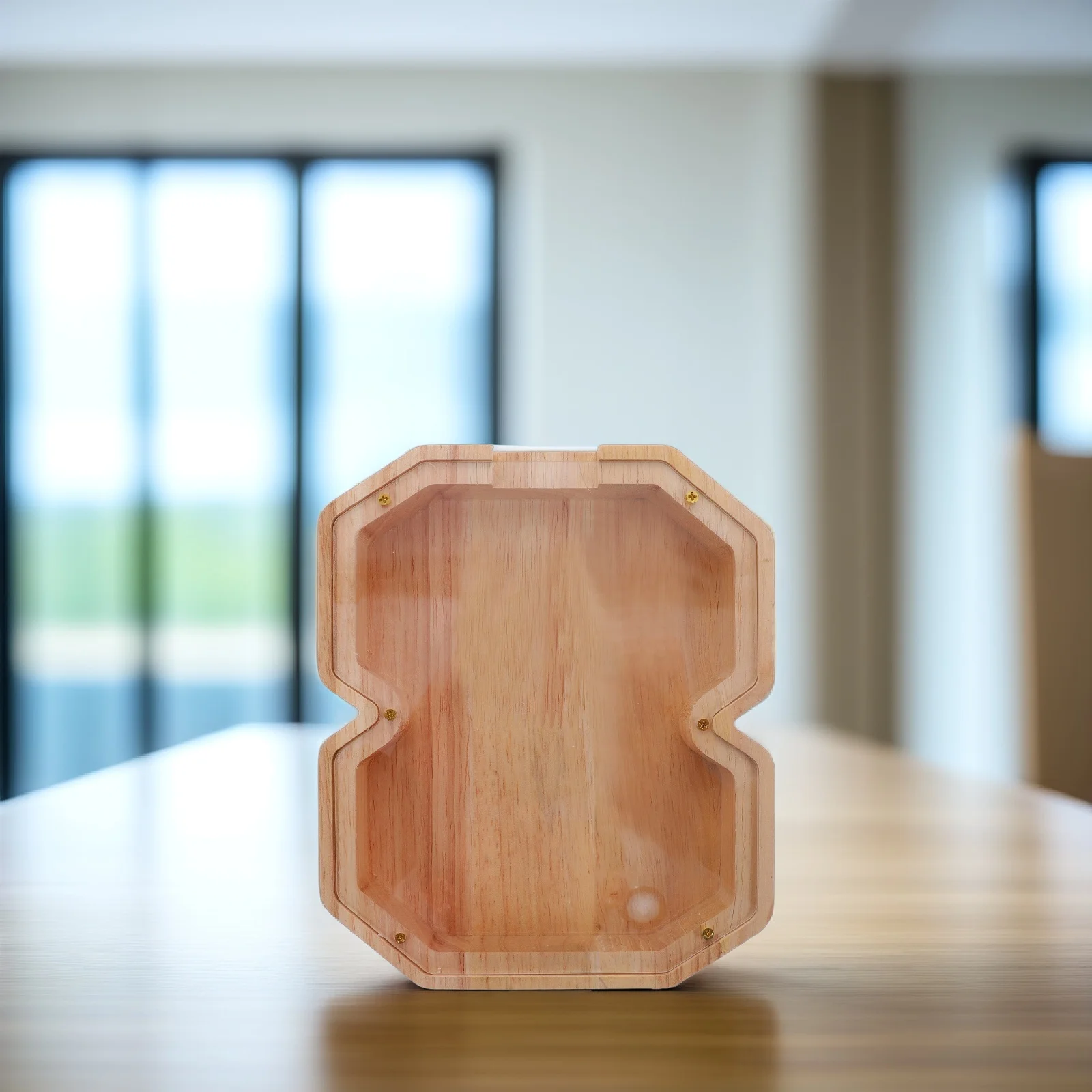 

Wooden Clear Piggy Bank Multi-Functional Desktop Savings Jar Portable Coin Bank for Boys Girls Daily Money Saving Decoration