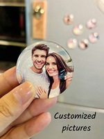 Personalized Custom Photo Fridge Magnets Crystal Glass 50mm Round Magnetic Refrigerator Decoration Memorial Gifts Wedding Favors