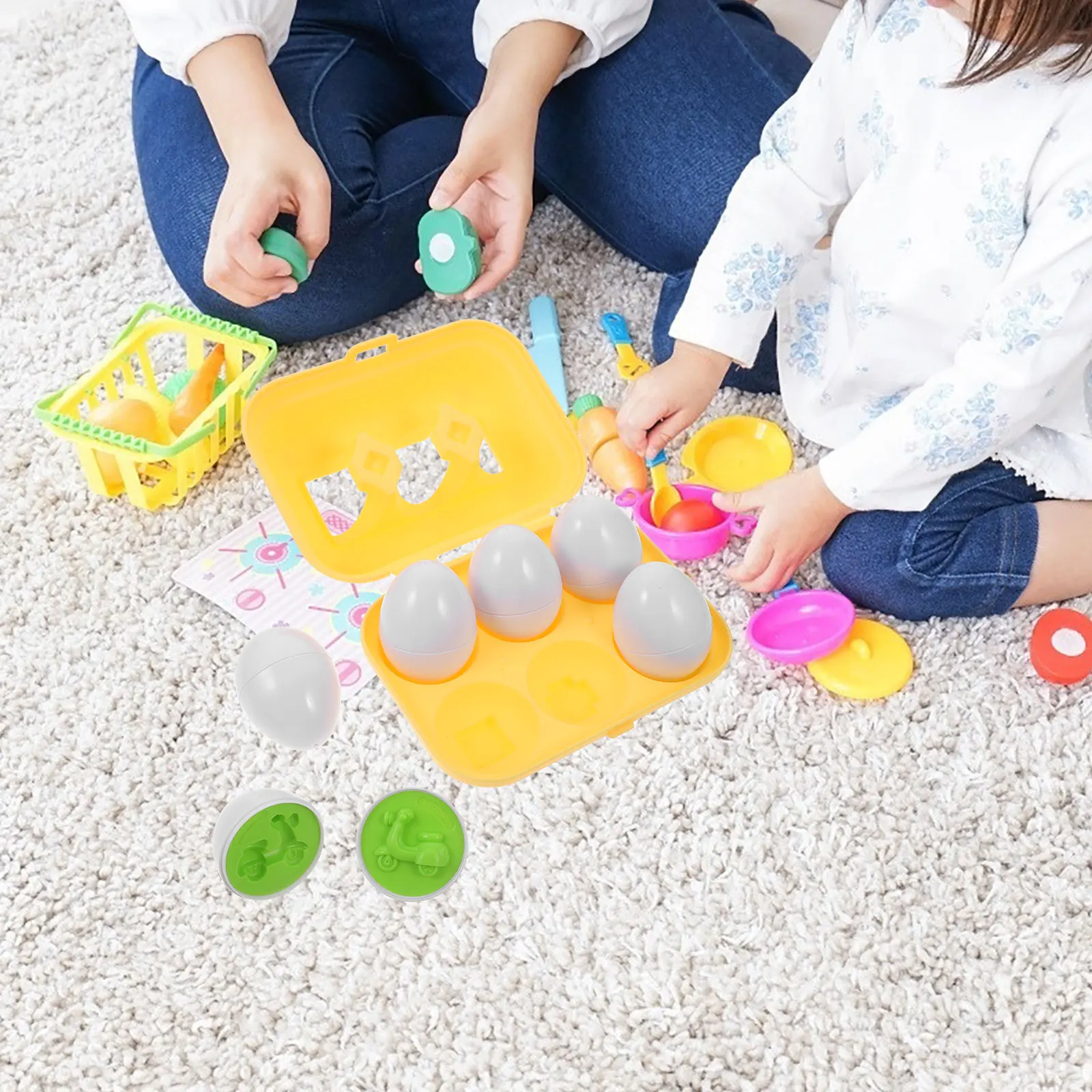

6 Pcs Matching Eggs Toy Toddler Educational Color Shape Recognition Safe Learning Games Fruits Vegetables Reusable Plastic Smart