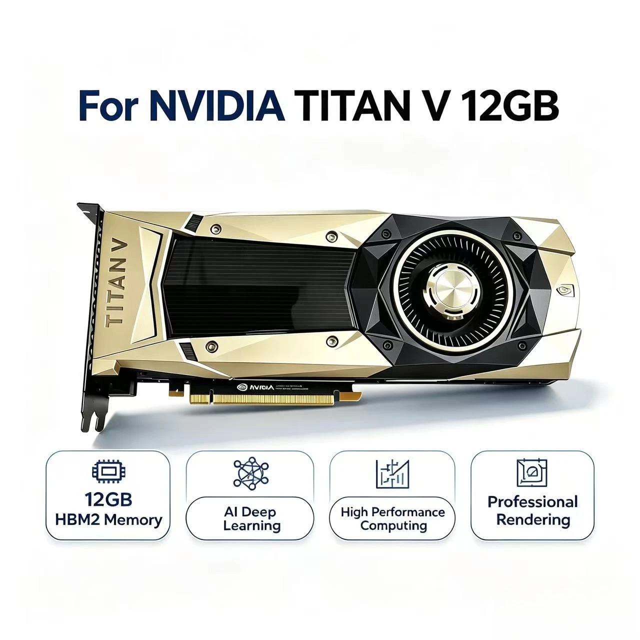 For NVIDIA TITAN V 12G graphics card, gold public version 3 DP + 1 HDMI interface 6 + 8pin power professional AI computing