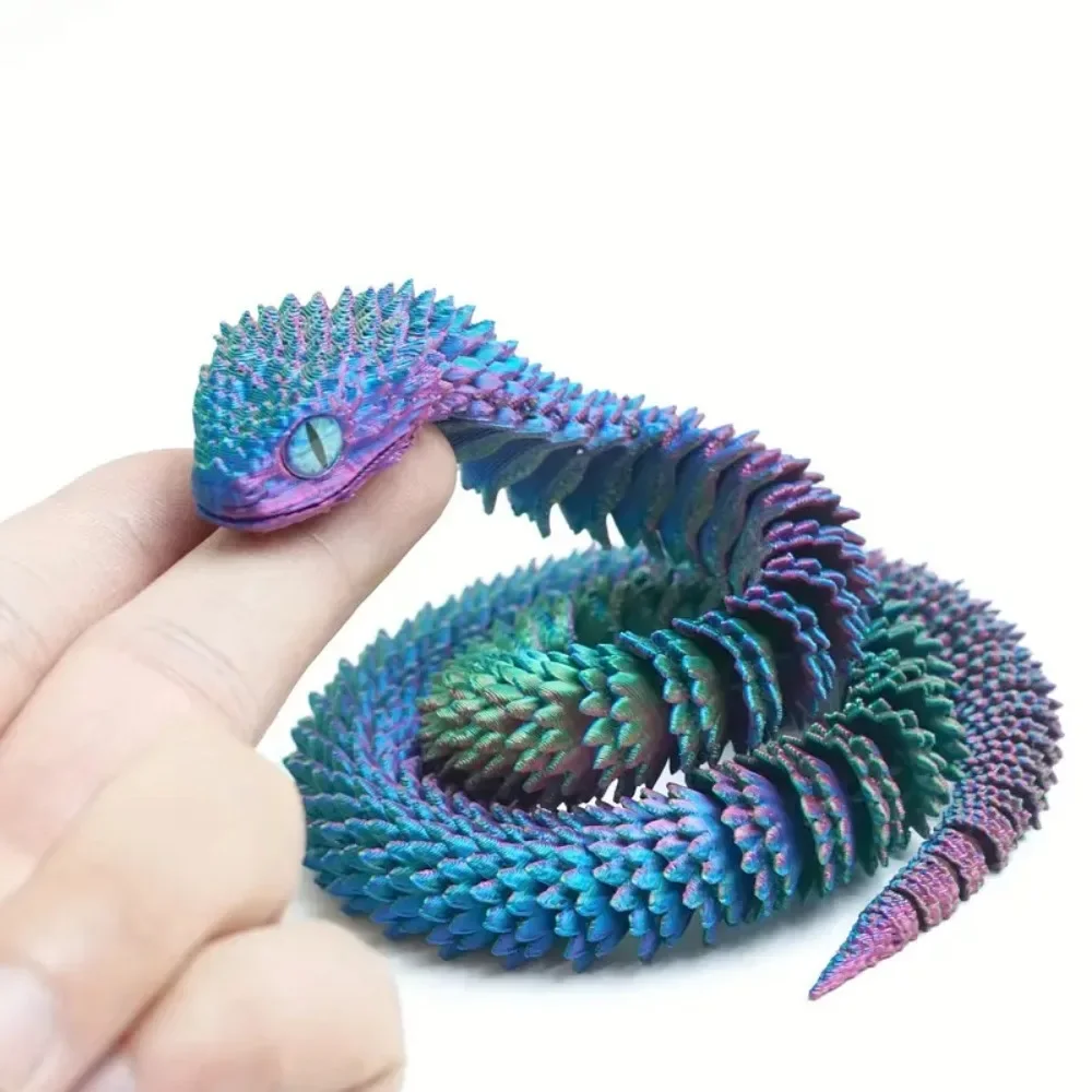 Serpiente impresa en 3D de 60cm, decoración de modelo de dragón articulado completo de Año Nuevo 2025, juguete para niños de serpiente Cobra realista giratorio móvil 3D