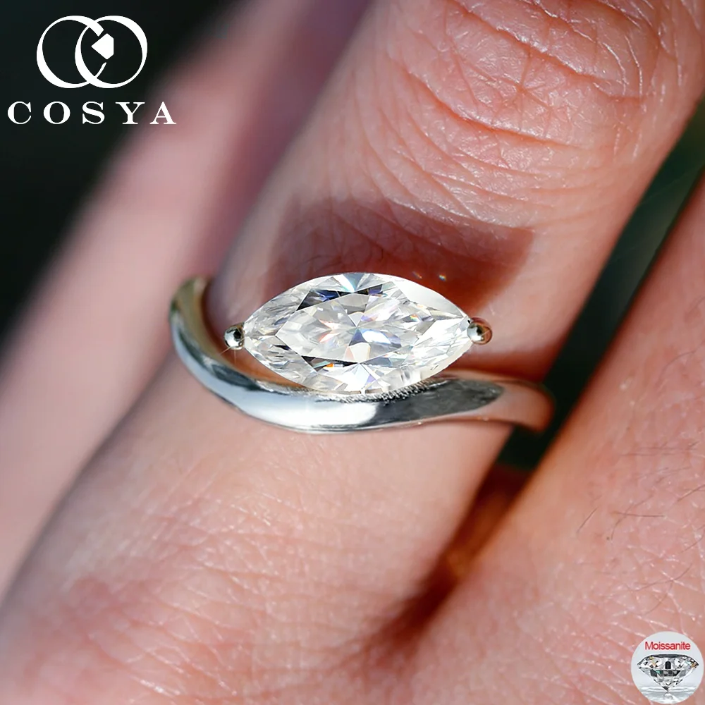 

Кольцо COSYA 2CT с муассанитом маркизы высокого качества, серебро S925, для женщин и мужчин, обручальное, сертифицированное ювелирное изделие