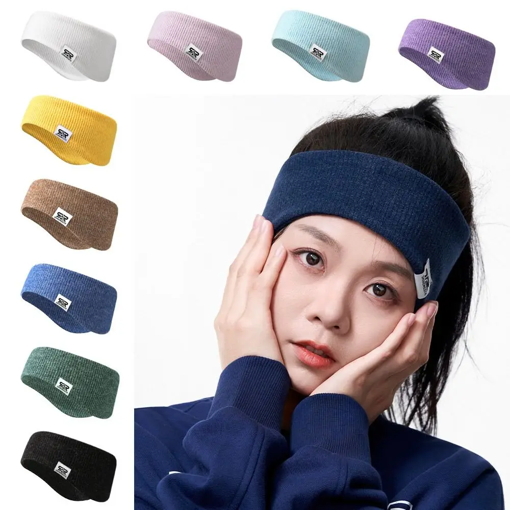 Double Layered Elastic Knitted Sports Headband Ear Protection Hairbands Autumn Winter Ear Muffs Warmers Headwrap