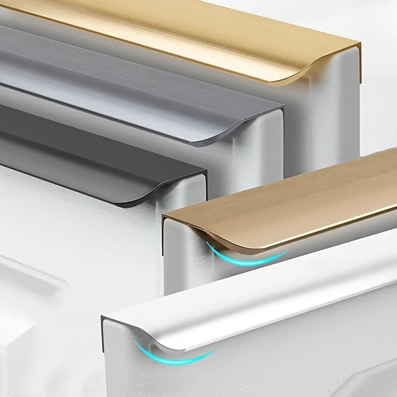 أسود/ذهبي/رمادي حافة الخزانة إصبع سحب المطبخ درج مخفي يسحب سبائك الألومنيوم مقبض الباب المخفي ، مقابض لقطع الأثاث قوس #1