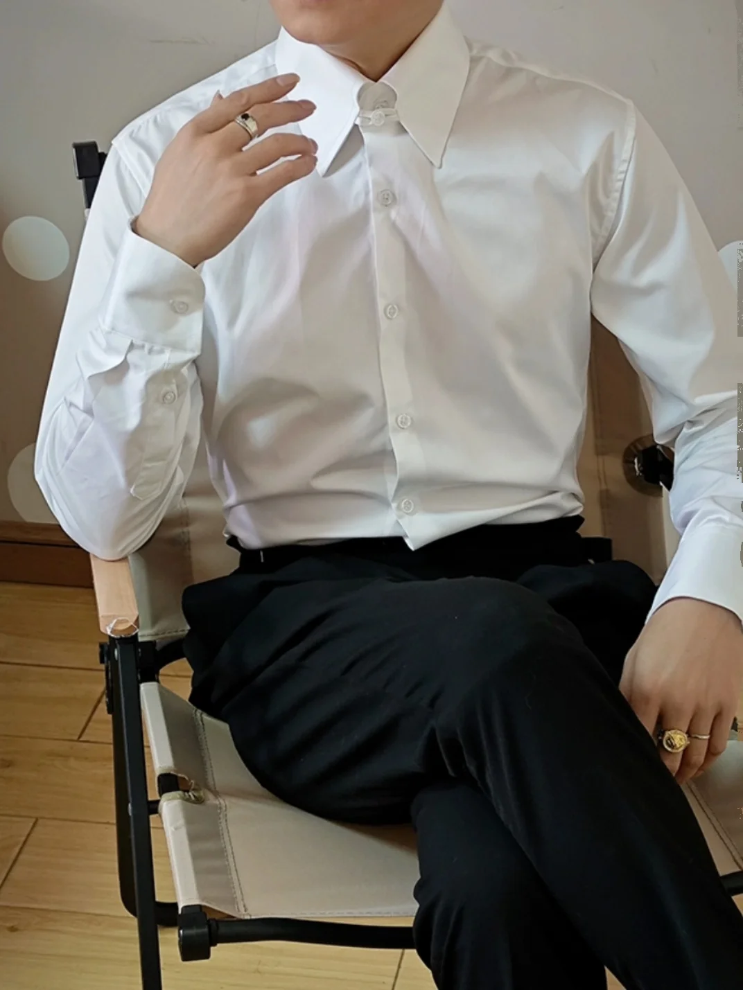 

Classic Briti Sle Men's irt Ultra-Wrinkle Resistant Pure White Dr irt Gentleman's irt Busin Casual Long Sve