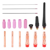 17Pcs Welders Welding Torch Tig Cup Collet Body Nozzle Kit Tungsten Electrode For -17/18/26 Tig Welding Torch