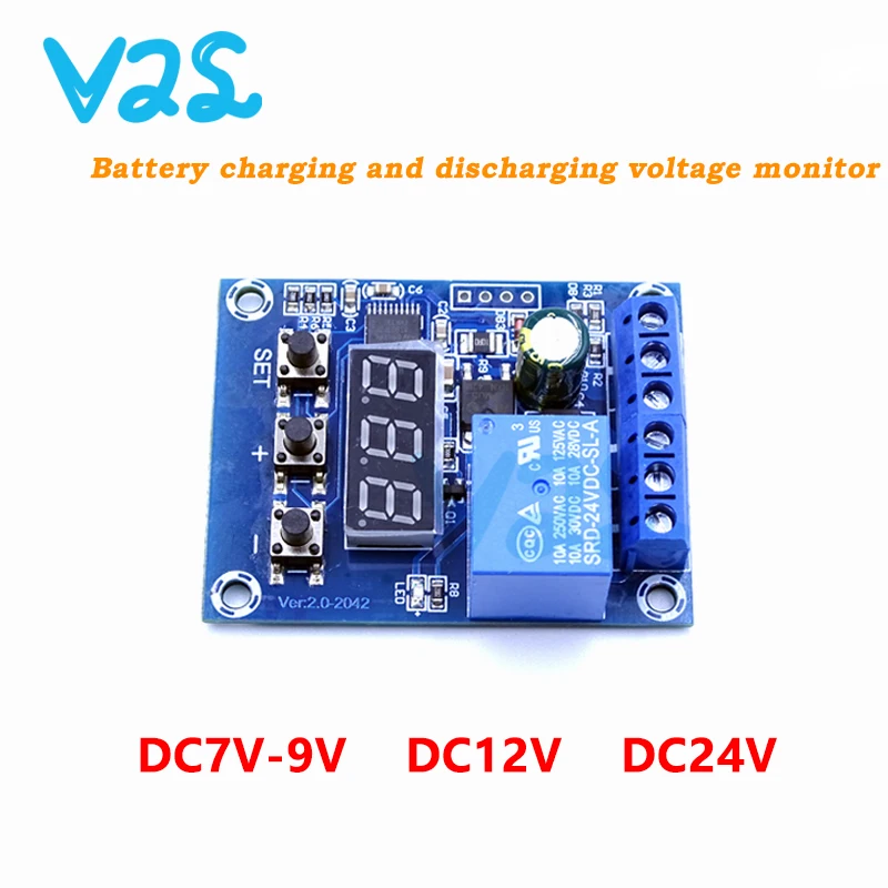 Battery Charge Discharge Voltage Monitor WX-001V DC 0V-99.9V With Relay Switch Output Automatically Cut-off Protect Battery