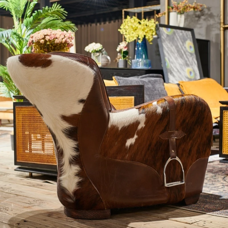 

American leisure chair retro lazy recliner cigar British godfather chair saddle B & B room tea space recliner