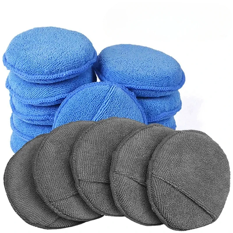 10Pcs Car Detailing Applicator Pads Car Care Waxing Polishing Sponge Soft Microfiber Round Bag Foam Sponge Car Cleaning Tools