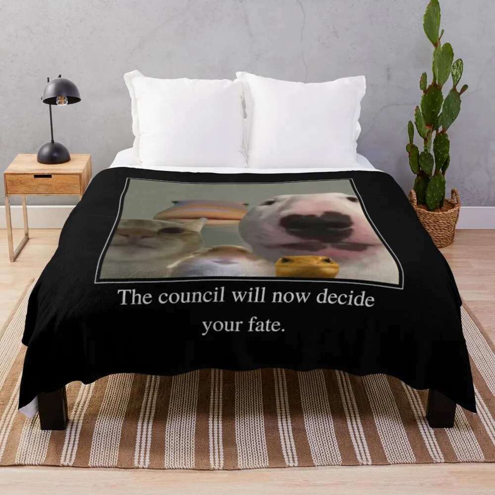 

the council will now decide your fate Throw Blanket Luxury Designer decorative Blankets