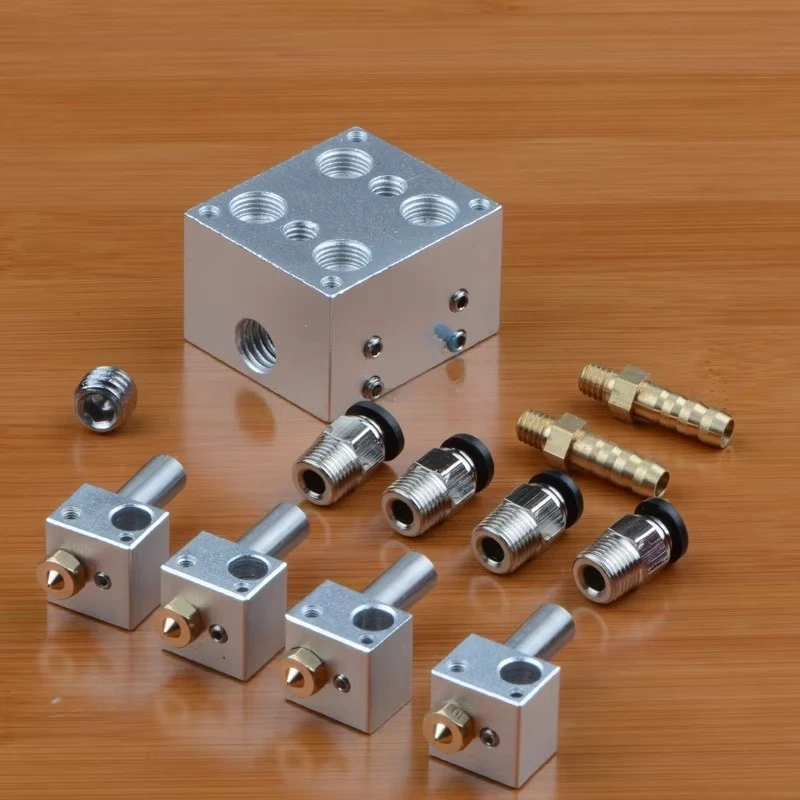 For 3D Printer Accessories E3D for Krakens 4 Multi-Nozzles 4 Multi-Color Water Hot and Cold End Extruder Kit Nozzle