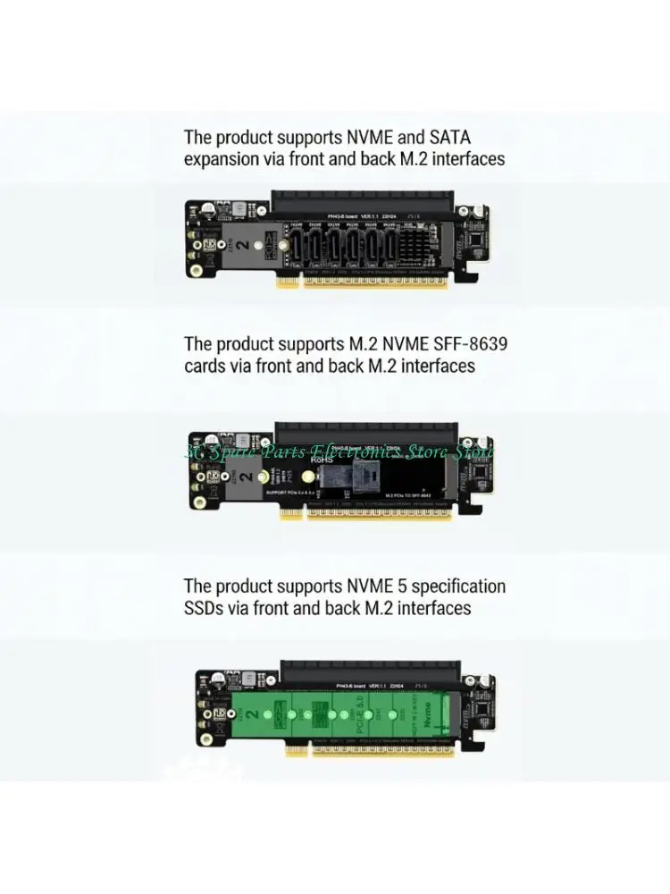 SZ PCIe5.0 Adapter with Flexible Lane Splitting Card for Double M.2 NVMe Support