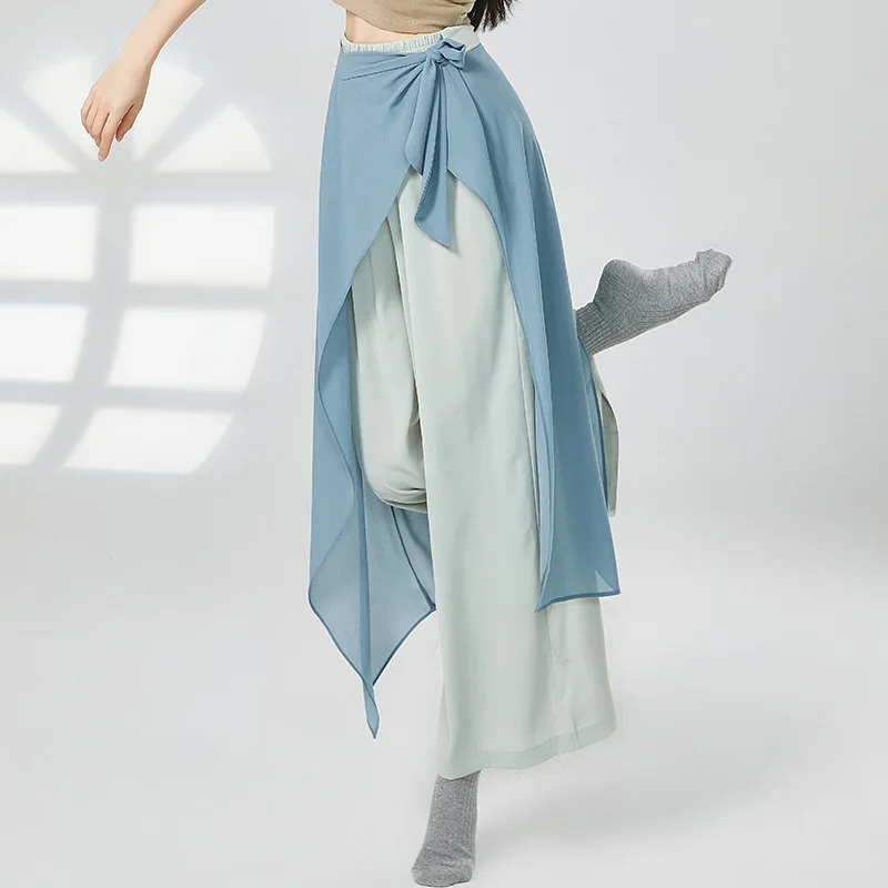 Loose Wide Leg Skirt Pant Women Classical Modern Dance Culottes Flowy Print Layers Training Show Wear Stage Performance Costume