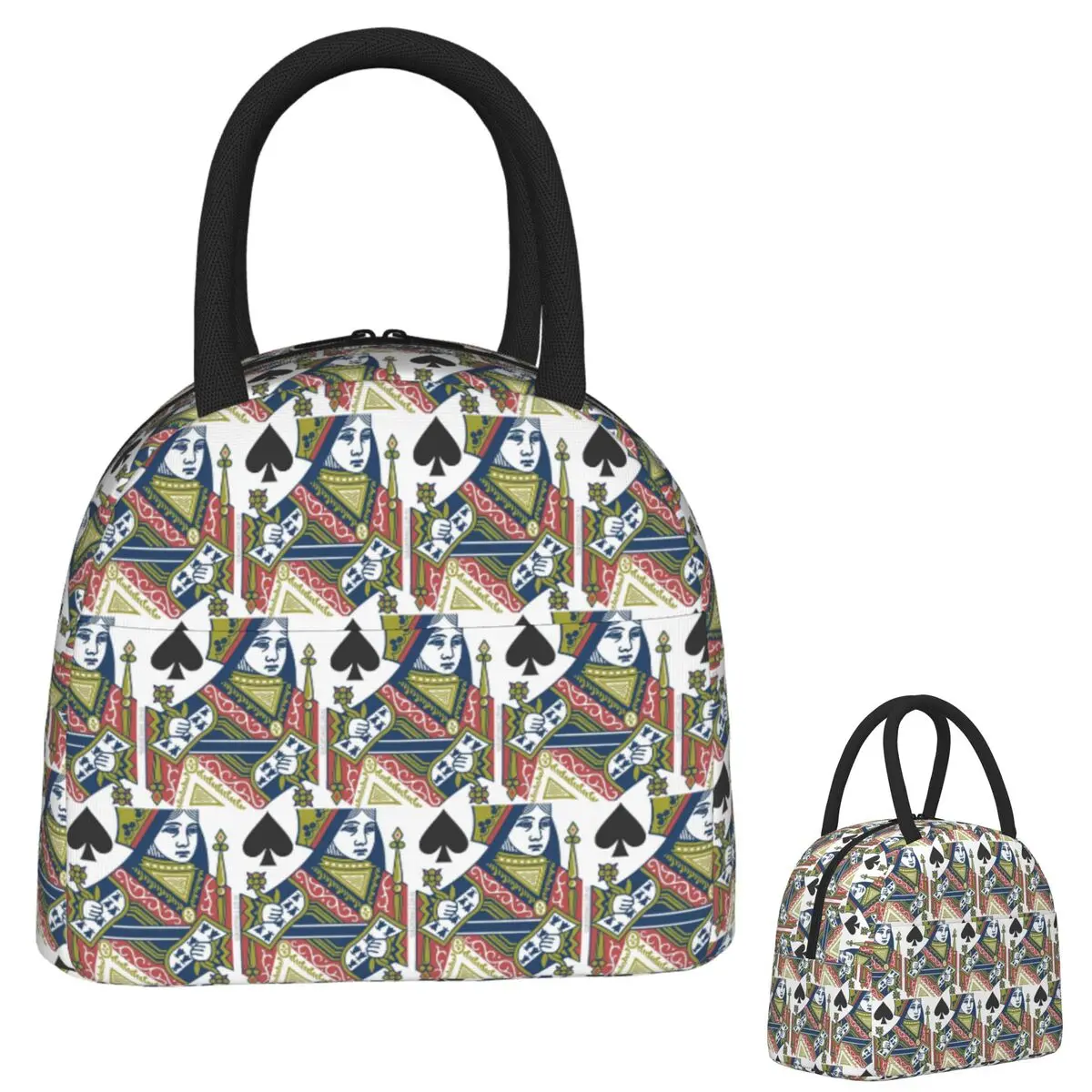 

Игральная карта - изолированная сумка для обеда Queen Of Spades для женщин и детей, портативные коробки для еды, термосумка для обеда
