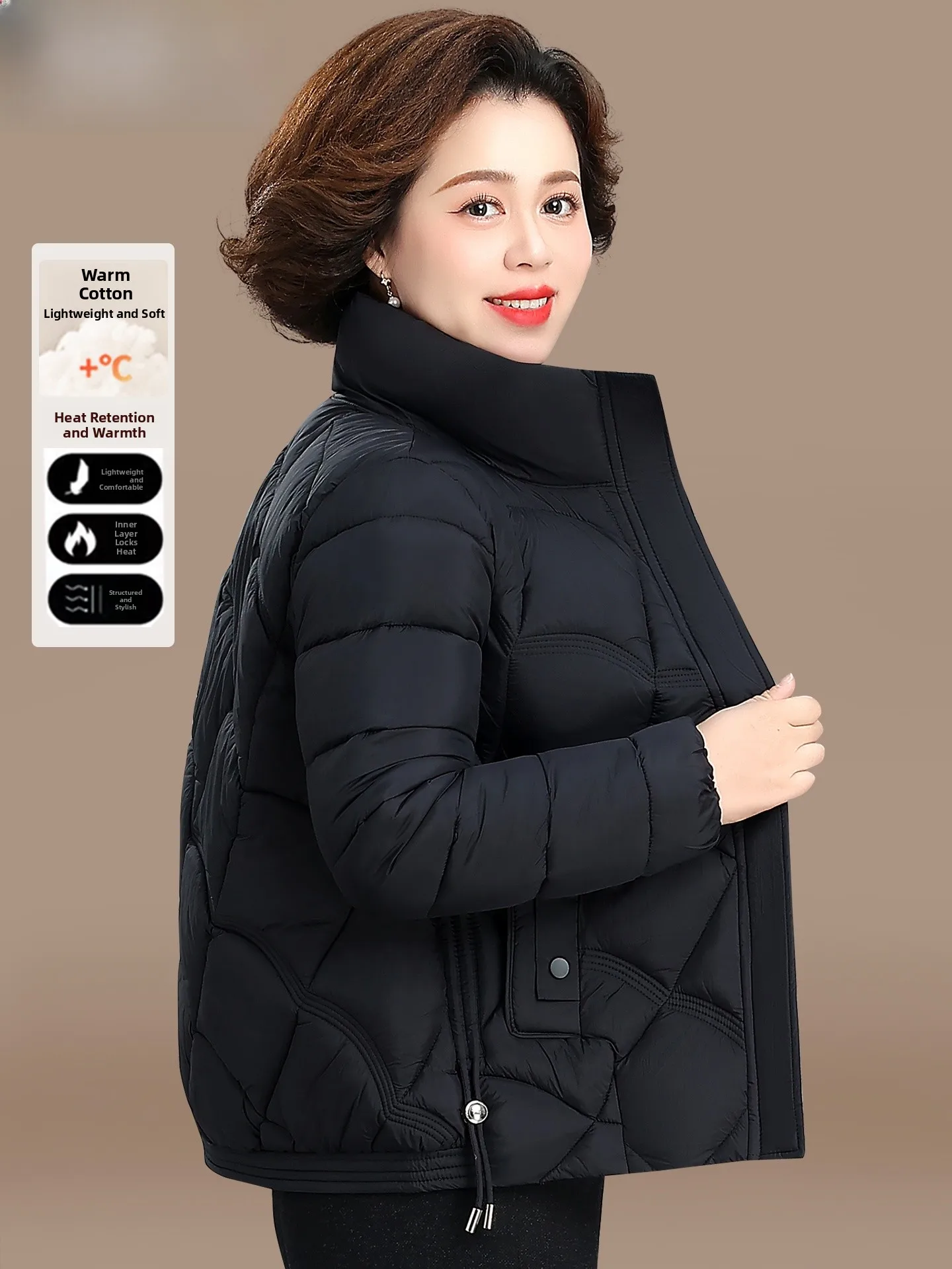 

Теплая хлопковая куртка для женщин, осенне-зимнее пальто из термополиэстера, утепленное, без капюшона, повседневное.