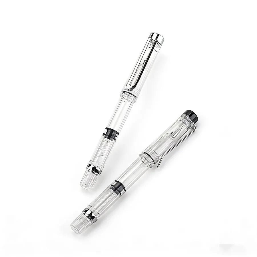 Special Offer Piston Fountain Pen Fine Nib 0.5mm Transparent Piston Ink Pen School Business Office Gift Writing Pen