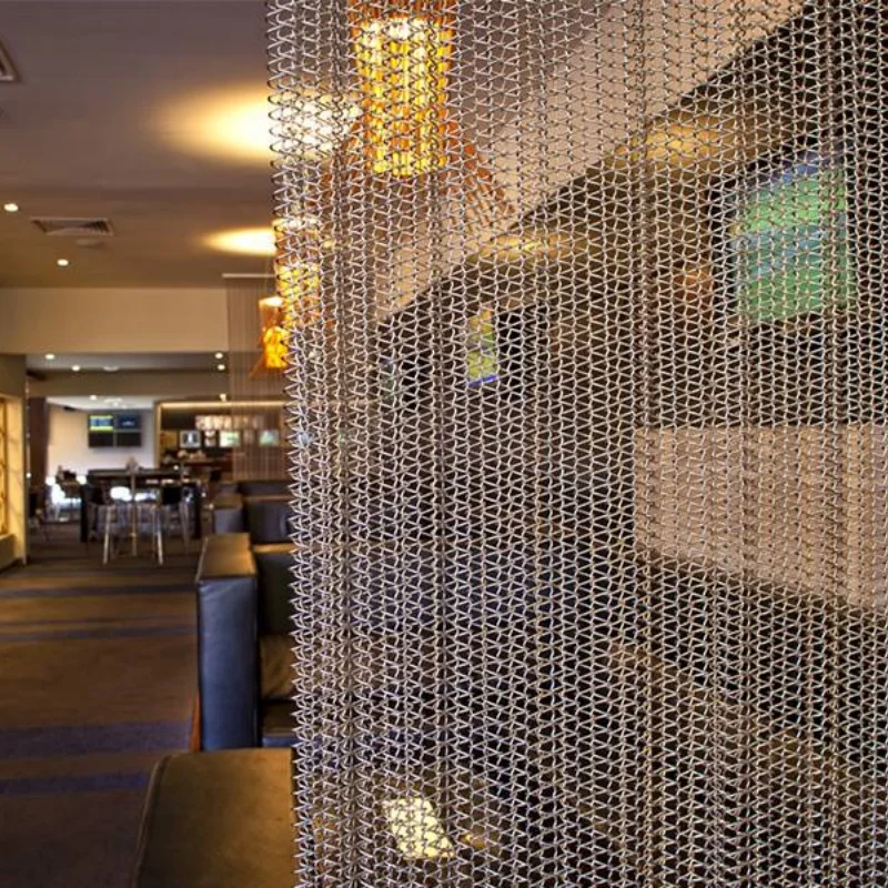custom. Aluminum Metal Coil Drapery Mesh Chain Link Mesh Curtain Chain Curtain Exterior Decorative Screen Space D