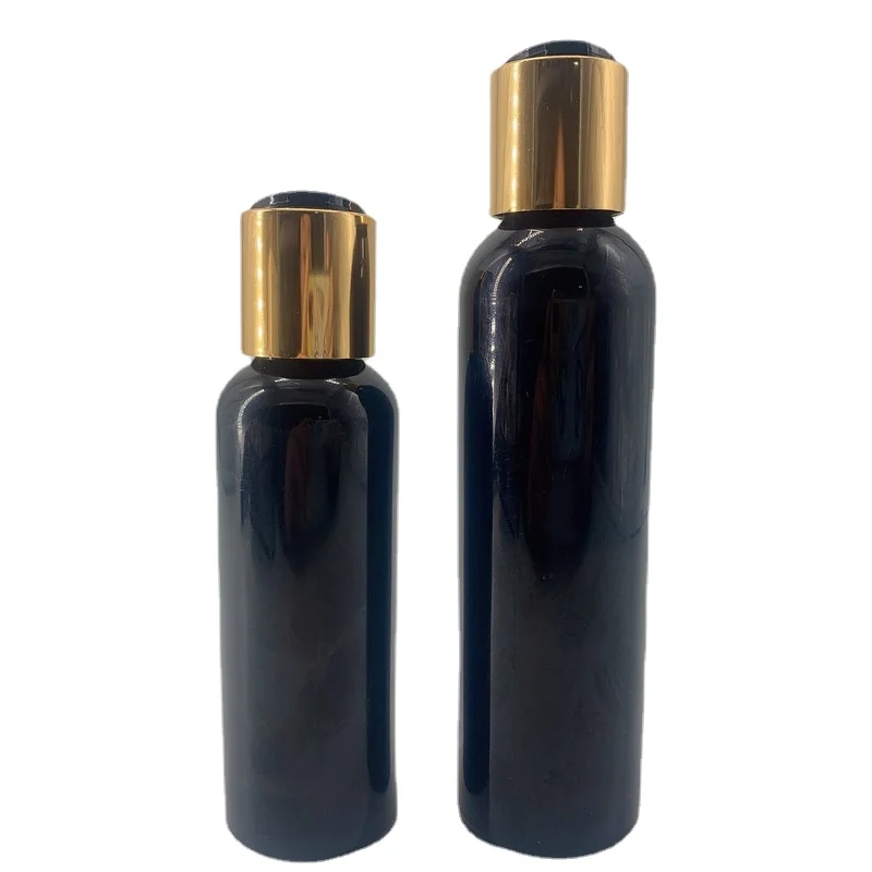 

100ml 150ml Black Shampoo Bottles with Gold Plugs for Cosmetic Liquid Water Essence Travel Vials 10pcs/lot P337