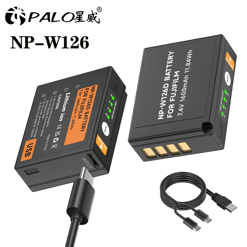 

PALO USB NP-W126S NP-W126 Battery For Fujifilm Fuji X100F X-PRO1 X-PRO2 X-A1/A2/A3/A10 X-E1 X-E2 X-E2S X-E3 X-M1 X-T1/T2/T10