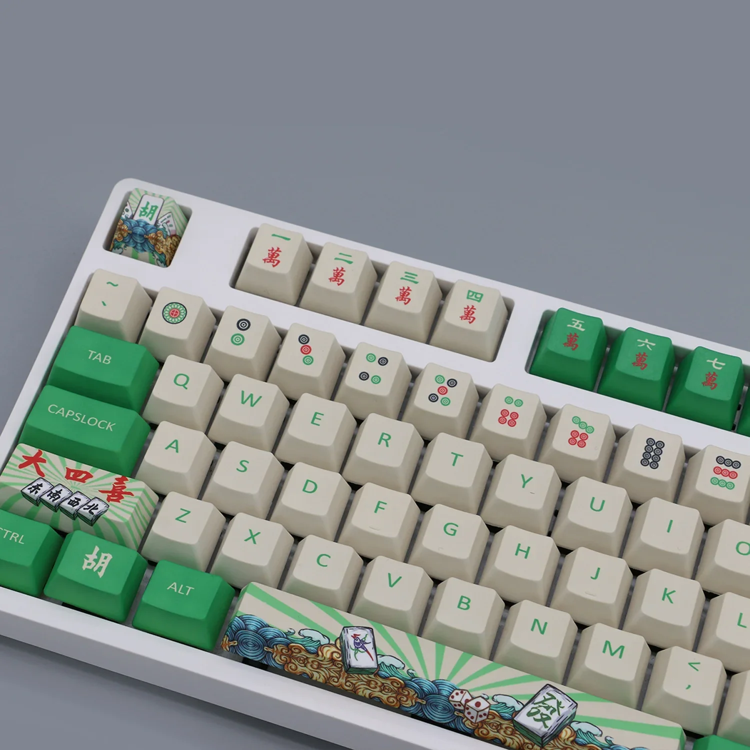 

Qishen Mahjong PBT five-sided sublimation keycap mechanical keyboard OEM height Chinese style quintessence 87/104/108