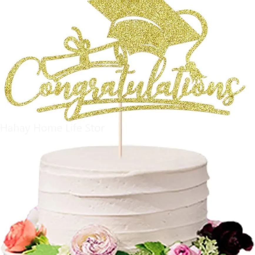 Bachelor Cap Congrasts Grad Cake Toppers College Celebration Congratulation Class of Graduation Party Cake Decoration Supplies