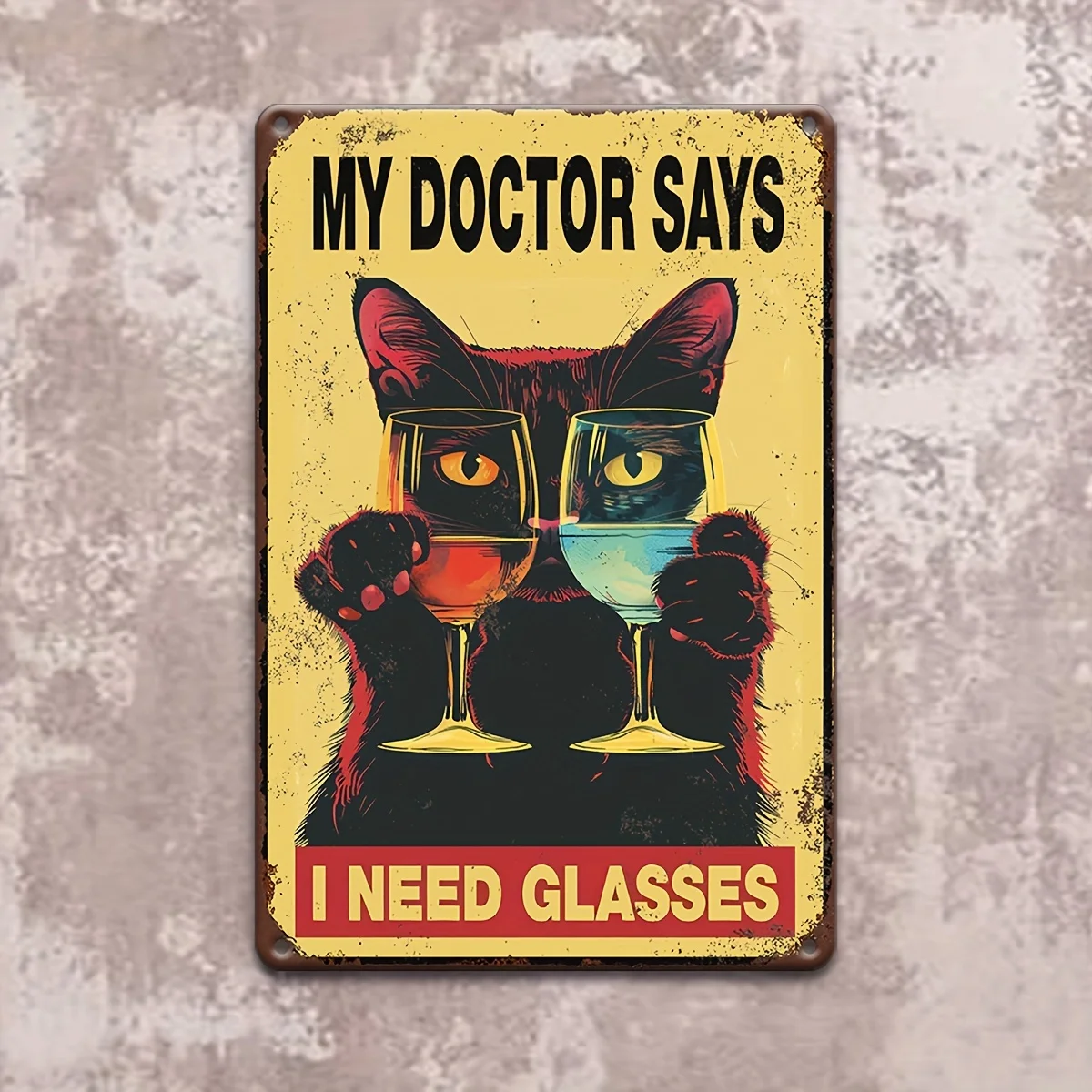 Retro Metal Cat Joke Sign 