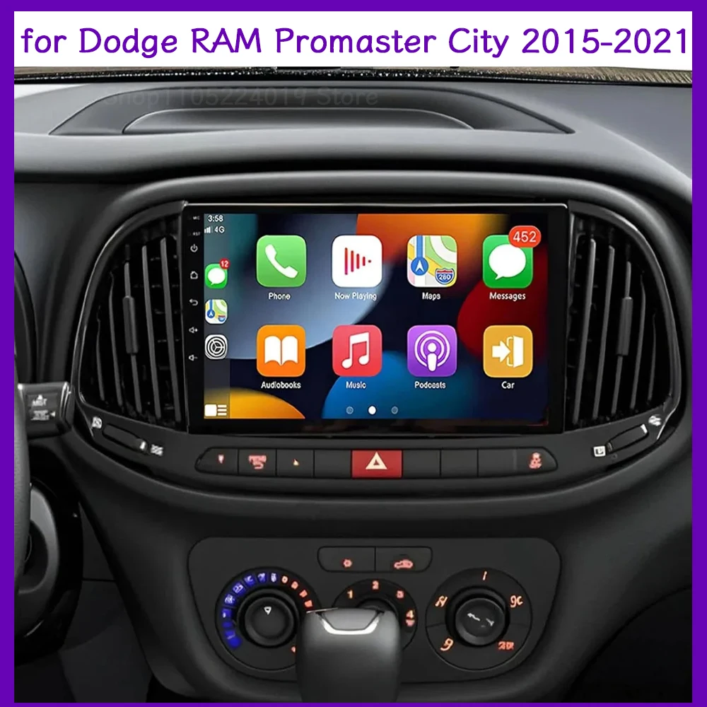 9''Screen Car Radio Stereo for Dodge RAM Promaster City 2015-2021 Android15 with Carplay/Android Auto Music Player Microphone