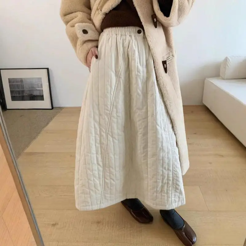 Korean Casual Women's Half Skirt Japanese Retro Girl Thick Skirt Autumn and Winter New Spicy Girl Flower Bud Skirt Sweet Lovely