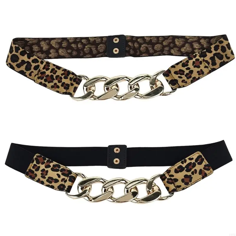 195e cintura elástica retro para mujeres estampado leopardo elegante cinturón silvestre