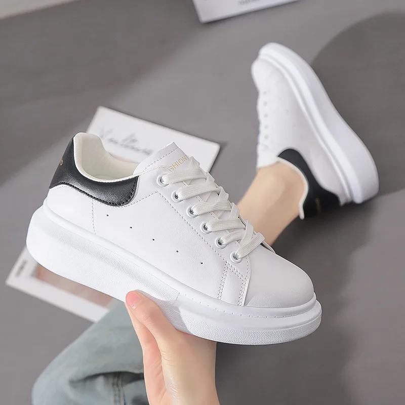 PU Leather Women's White Shoes Fashion Breathable Anti-Slip Maternity Sneakers Size 36-41