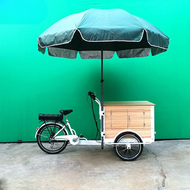

Electric upside down donkey takeaway bicycle mall street view coffee milk tea sale human pedal tricycle