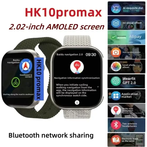 Imagen 2 del producto HK10 Pro Max AMOLED smartwatch 1GB ROM NFC Bluetooth 46mm grabación de música local relojes inteligentes para hombres y mujeres Sersies