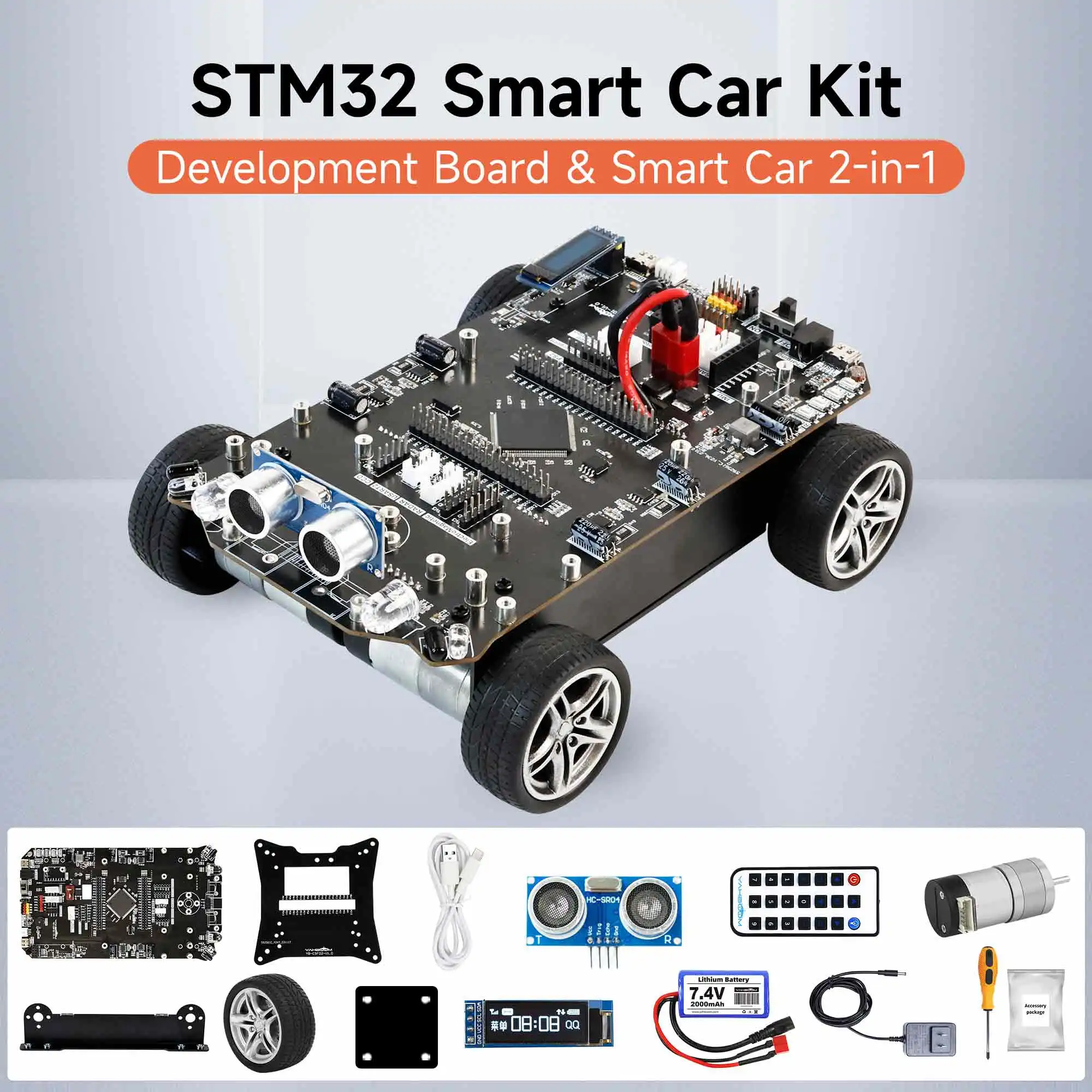 Stm32 Slimme Robot Auto Elektronische Kit Met 310 Encoder Motor Ultrasone Module Diy Ontwikkeling Board Project