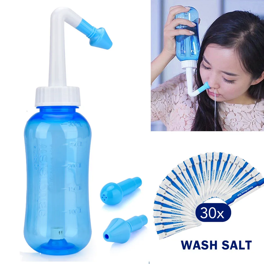 

Nasal Washing Bottle Nasal Irrigator Nasal Sinusite Allergic Rhinitis Treatment Rinsing Nose Wash Salt For Adult Child 300ml