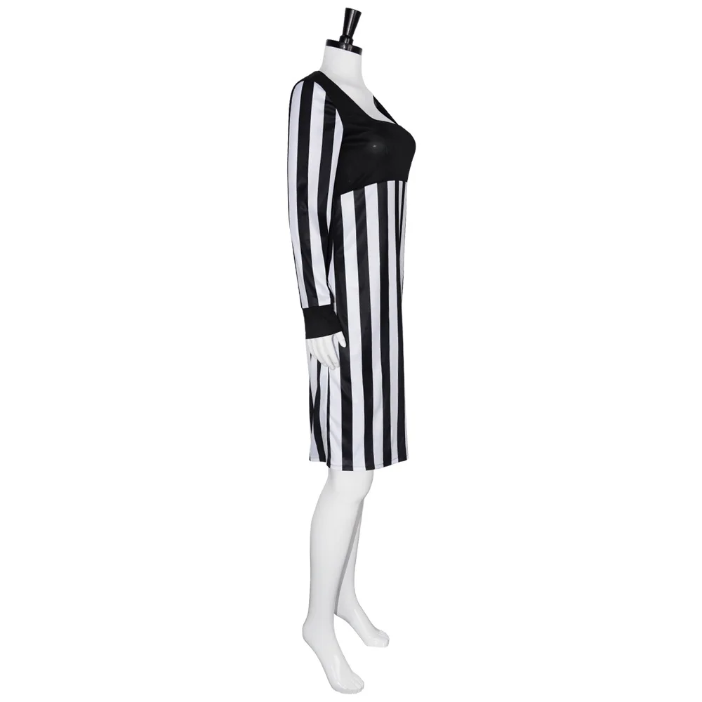 Tina Carlyle Cosplay Movie Costume Adult Women Fantasia Black Striped Dress Halloween Carnival Party Evening Gown