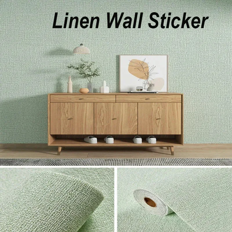 

3D Self-Adhesive Linen Wallpaper Continuous Waterproof Wall Stickers Living Room Bedroom Kitchen Cabinet Waterproof Wall Sticker