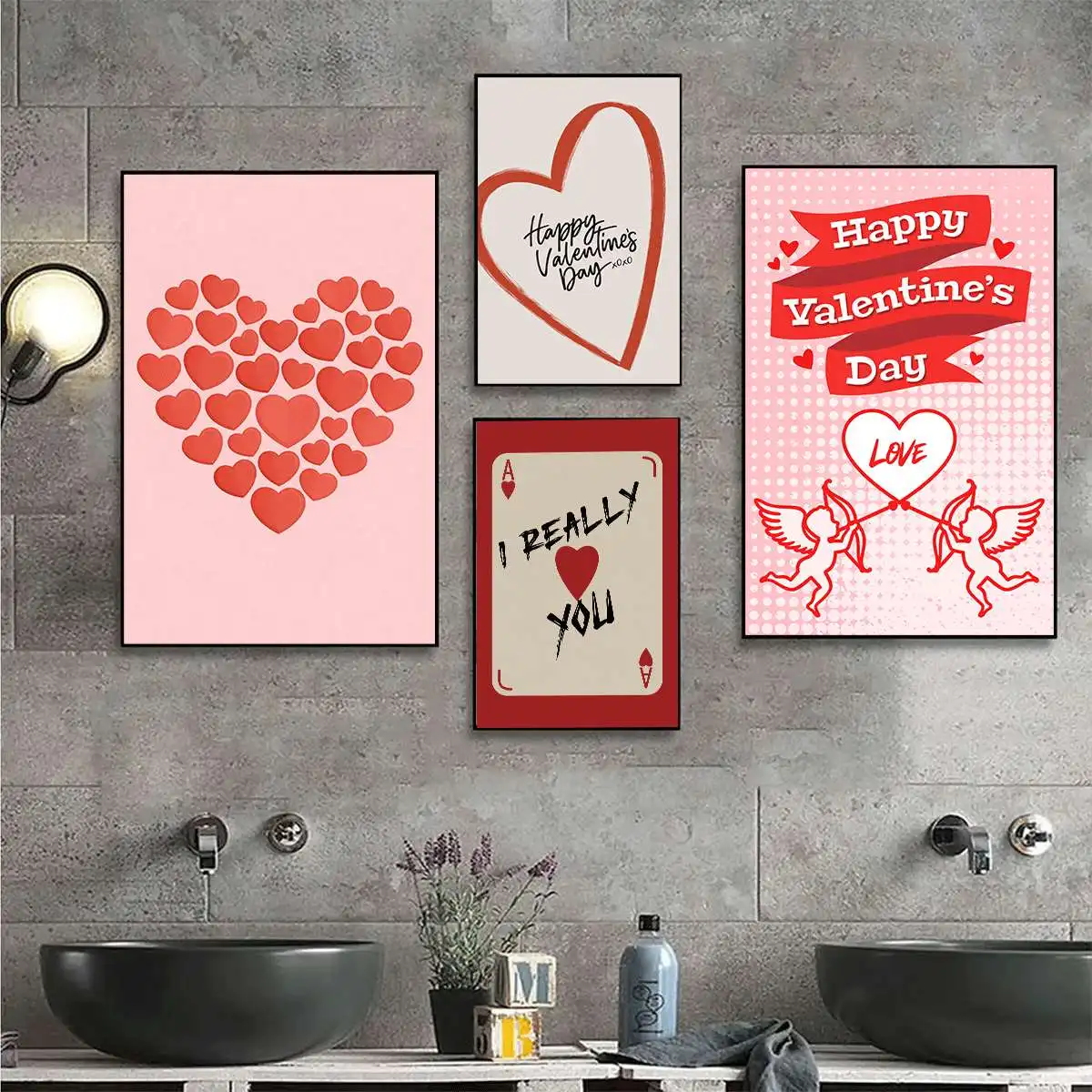 Unframe Love Valentines Day Poster, Valentines Day Decor, Typography Wall Art, Trendy Pink Wall Art, Happy Valentine's Day Wall