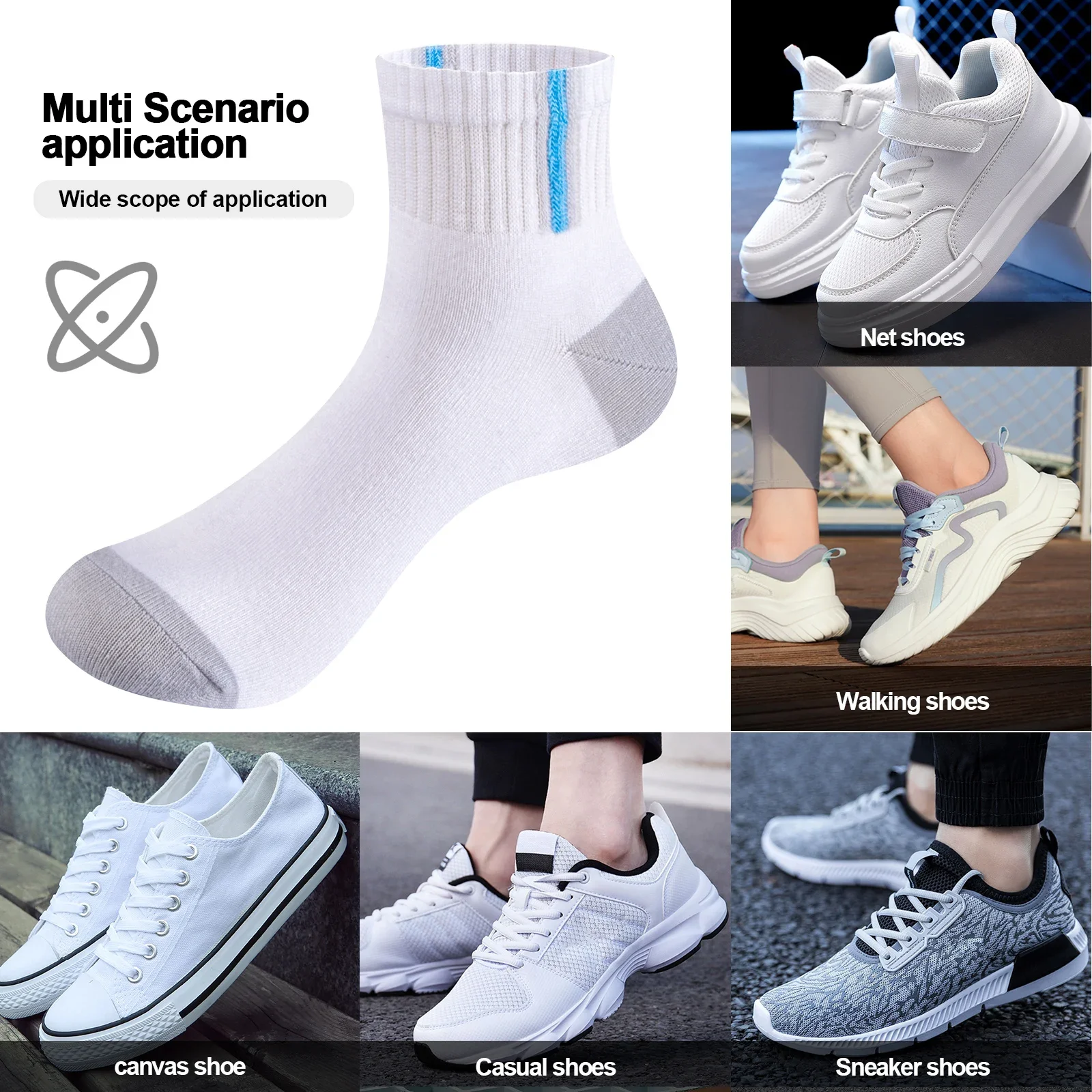 YUEDGE-Breathable Bamboo Ankle Socks for Men, Lightweight Quarter Socks, Size 37-46 EU, 5 Pairs/Pack