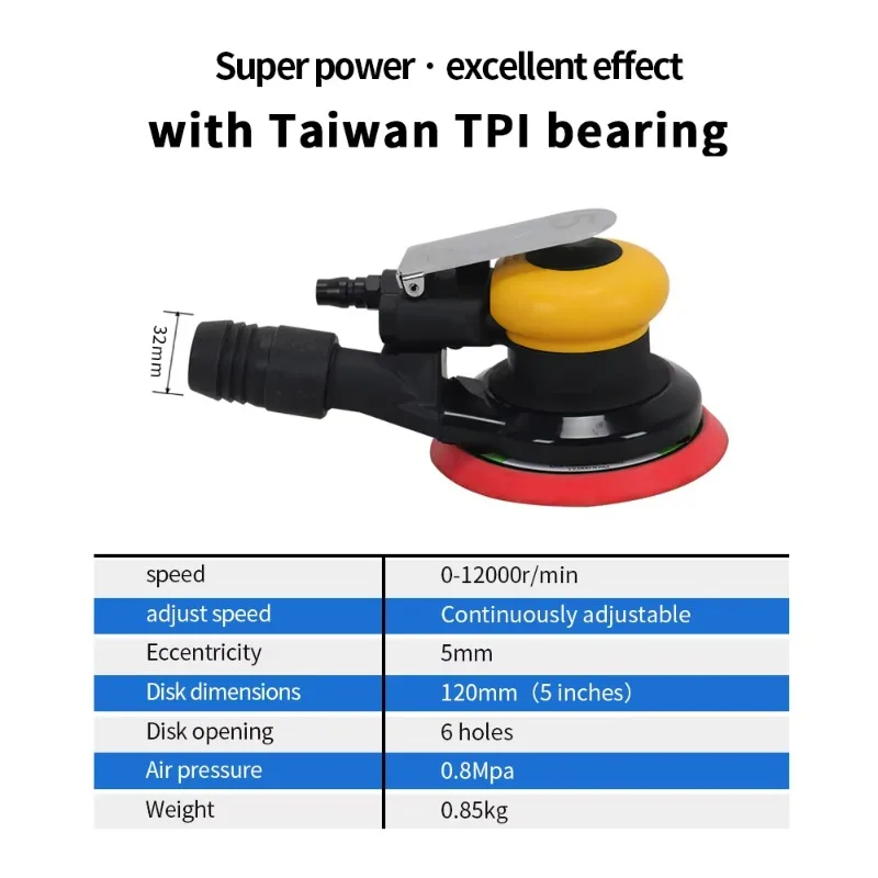 5 inch 125 mm pneumatische schuurmachines luchtschuurmachine Randon Obital polijstmachine voor auto