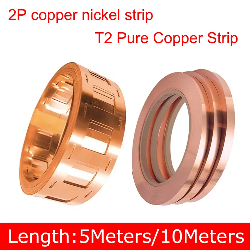 Bande de cuivre pur T2/2P, bande de cuivre nickelée 10M/5M pour batterie Li-ion 18650/21700, bande de soudage par points