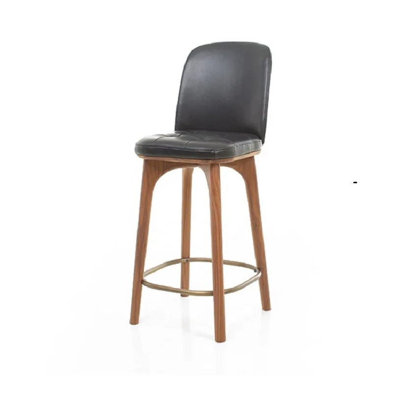 

Backrest Bar Chair Home Stool American Vintage Pewter Solid Wood High Stool High
